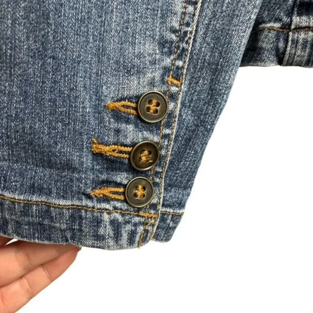 Women's St. John's Bay Stretch Blue Denim Jean Jacket Size Large Petite - Picture 5 of 8
